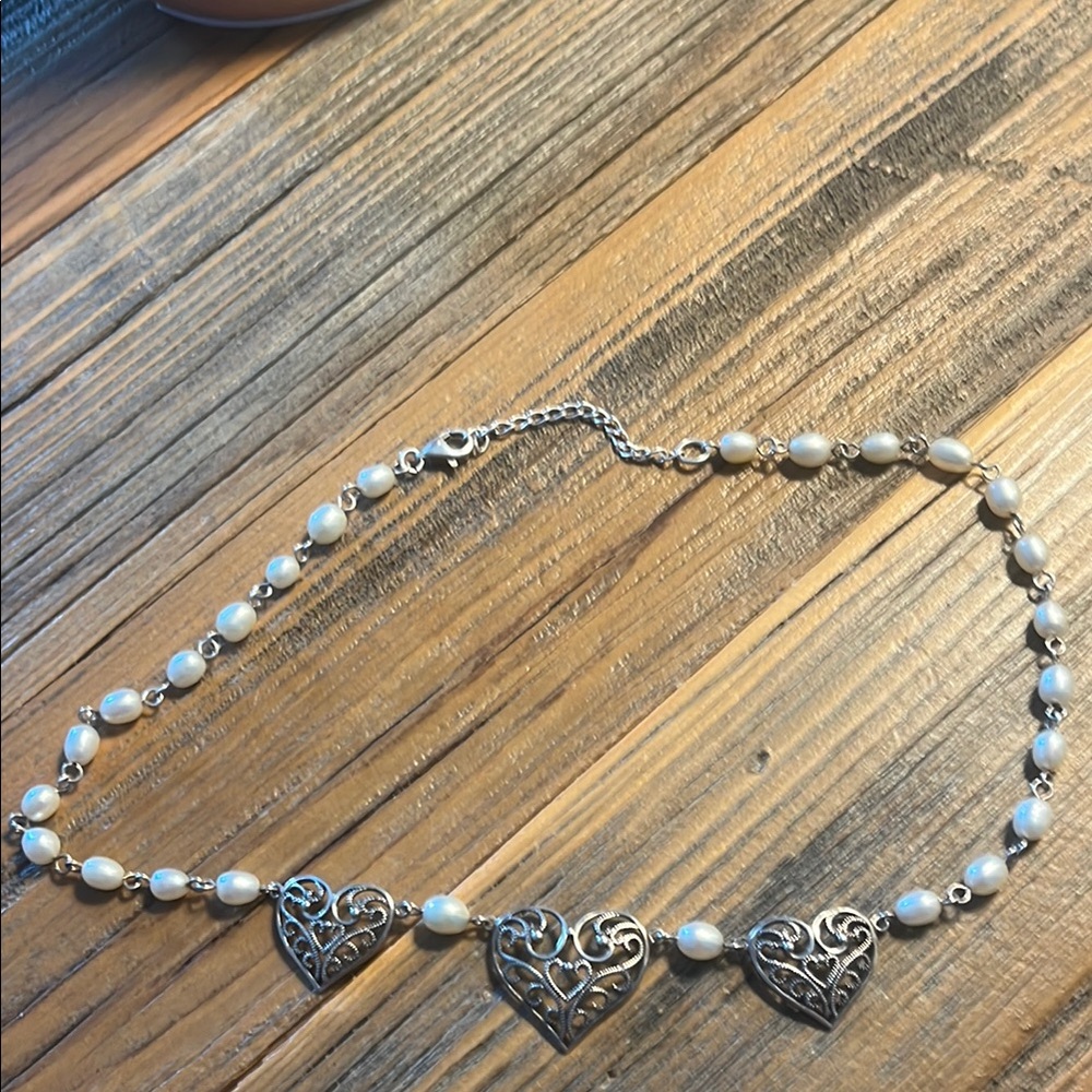 Or Paz Silver and White Heart Necklace